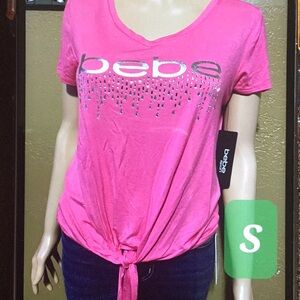 Bebe Pink V-Neck Women's Top